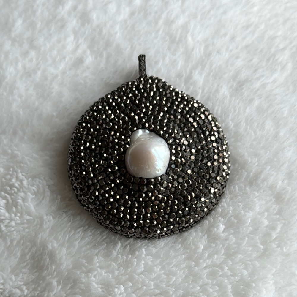Sterling Silver and White Baroque Pearl Pendant